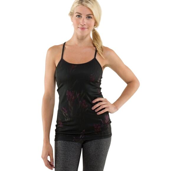 Lululemon Power Y Tank Luon Light in Midnight Iris Multi / Black size 4 - Picture 1 of 4